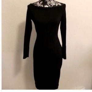 Black Cocktail Dress *Off The Shoulder*Below The Knee*Stretch ***